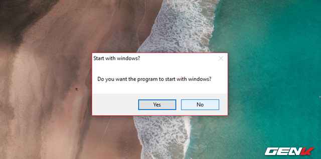  Hộp thoại yêu cầu cho phép WindowTop được khởi động cùng Windows xuất hiện. Nếu muốn thiết lập luôn luôn sử dụng công cụ, hãy nhấn “Yes” để xác nhận. Ngược lại, “No” để hủy bỏ. 