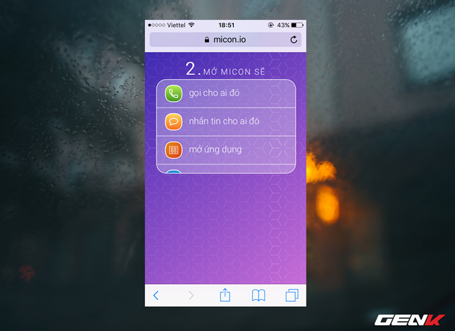  Sang bước tiếp theo, Micon sẽ cung cấp cho người dùng các lựa chọn tác vụ để khởi chạy thông qua icon mà chúng ta đang tạo. Ở đây, ta sẽ chọn “Mở ứng dụng” để làm ví dụ. 