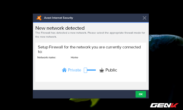  Trong quá trình cài đặt, Avast Internet Security 2017 tiến hành nhận diện kết nối internet bạn đang dùng và hiển thị lựa chọn thiết lập bảo vệ tường lửa theo lựa chọn từ bạn. 