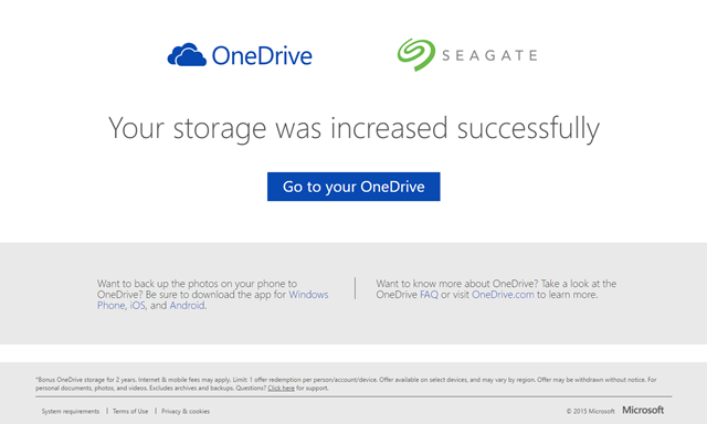  Lúc này bạn sẽ được đưa đến trang đăng ký tài khoản Microsoft nếu chưa có. Trường hợp nếu đã có, bạn sẽ được yêu cầu đăng nhập. Và khi mọi thứ đã xong, thông báo thành công sẽ xuất hiện. Hãy nhấn “Go to your OneDrive” để truy cập vào dịch vụ OneDrive của mình. 