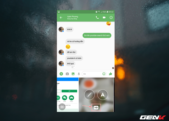  Khi thấy biểu tượng “HD” có màu nền trắng xuất hiện, đó là bạn đã kích hoạt xong lựa chọn ảnh chất lượng cao. Giờ thì bạn chỉ việc nhấn vào biểu tượng gửi nữa là xong. 