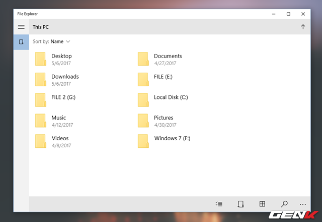  File Explorer mới chỉ được trang bị một số tính năng cơ bản chứ không phong phú như phiên bản desktop quen thuộc mà chúng ta hay sử dụng. 