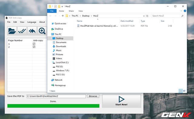  Khi hoàn thành, File Explorer sẽ tự khởi động và truy cập vào vị trí chứ tập tin xuất ra. 