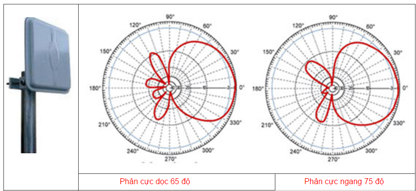  M&ocirc; tả ph&acirc;n cực dọc v&agrave; ngang của 1 loại ăng ten định hướng. 