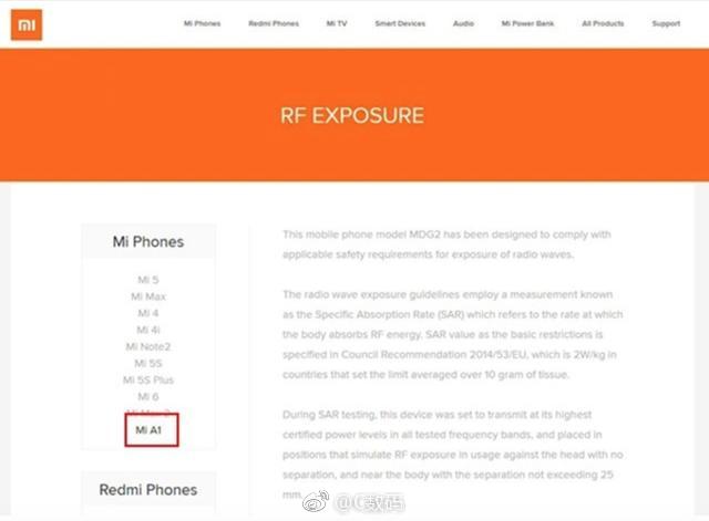 Hình ảnh chụp từ website của Xiaomi cho thấy thiết bị tiếp theo sẽ là Mi A1.