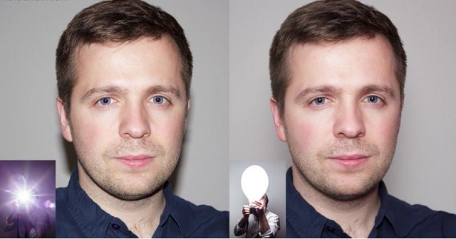  So sánh giữa ảnh chụp Flash cóc (bên trái) và ảnh có Flash cóc kết hợp bóng thổi (bên phải). 