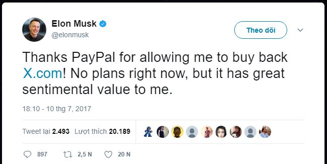 Elon Musk xác nhận mua lại tên miền X.com trên Twitter