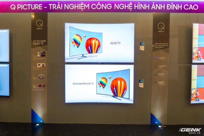  Ngoài TV The Frame, Samsung còn đem đến các sản phẩm TV công nghệ QLED để khách tham quan có dịp tận mắt trải nghiệm. 
