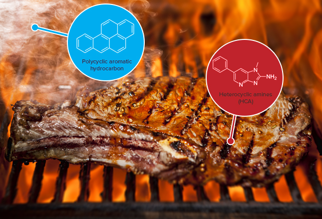 Heterocyclic amines (HCA) và polycyclic aromatic hydrocarbons (PAH) là những hóa chất hình thành khi chúng ta sử dụng nhiệt độ cao để chế biến thịt 