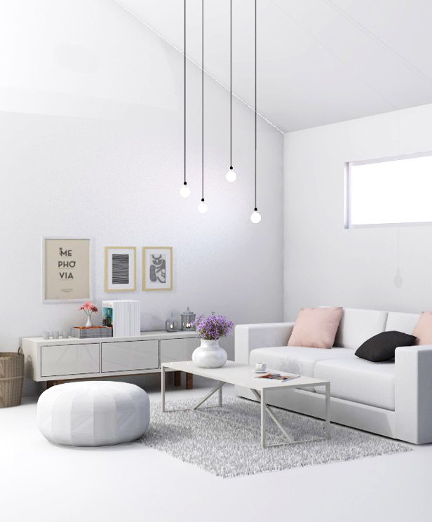 
Màu trắng là một phông nền hoàn hảo cho ánh sáng và các chất liệu khác của đồ nội thất

 
