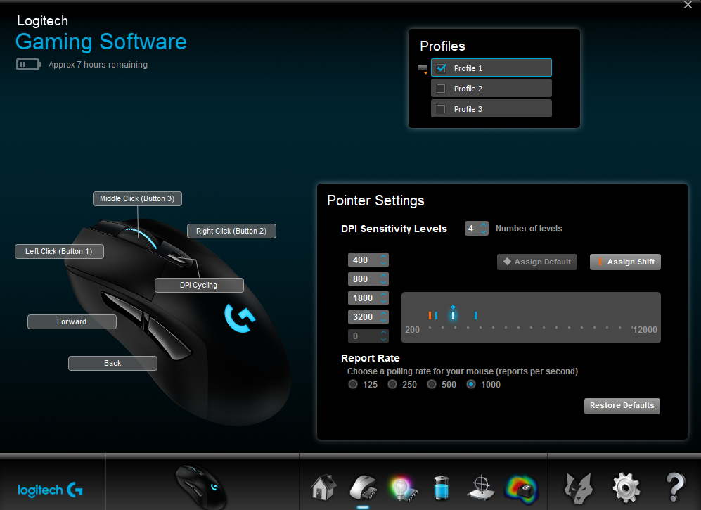  V&agrave; như mọi sản phẩm gaming gear kh&aacute;c do Logitech sản xuất, G703 tương th&iacute;ch với phần mềm t&ugrave;y biến Logitech Gaming Software 