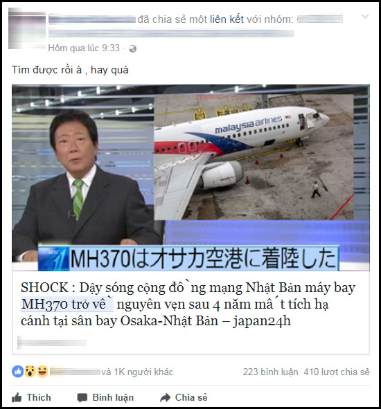  Tin đồn thất thiệt về sự trở lại của MH370 lan truyền chóng mặt trên mạng xã hội 