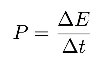  P: công suất; delta E: công năng; delta t: thời gian 