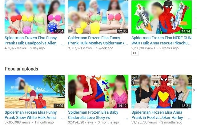 Những hình ảnh hoàn toàn không phù hợp với trẻ em được phát hành rất nhiều trên kênh Youtube