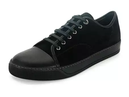  Lanvin Mens Cap-Toe Leather Low-Top Sneaker 