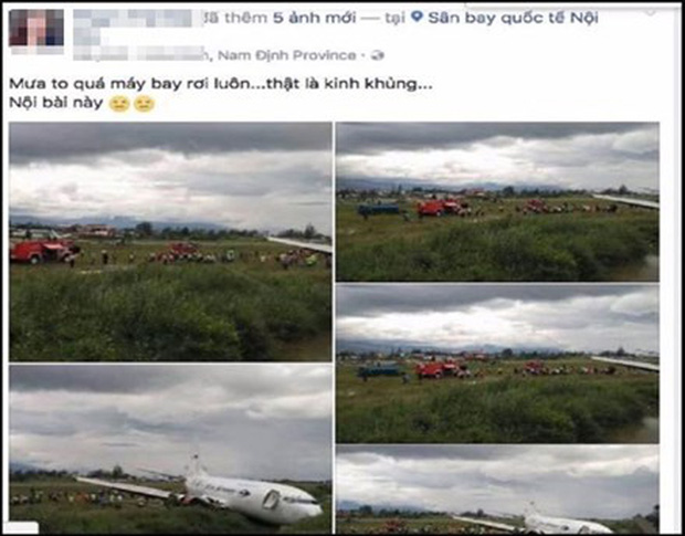  Người phụ nữ tung tin rơi máy bay ở Nội Bài lên mạng xã hội. Ảnh chụp màn hình 