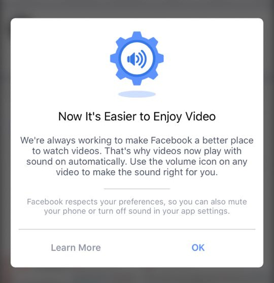  Dòng ghi chú của Facebook hiện lên khi chạy video kèm âm thanh 
