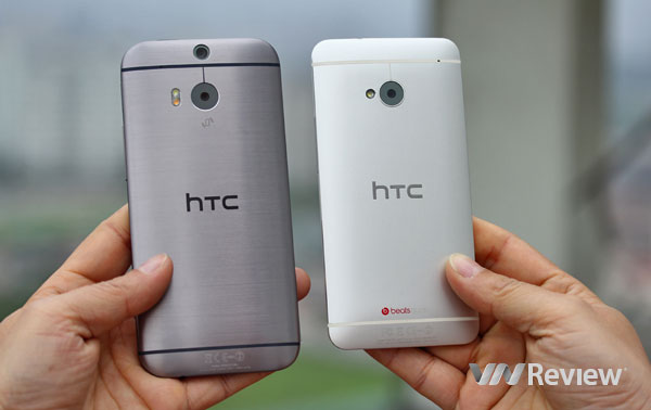 HTC One M8 (trái) và One M7 (phải)