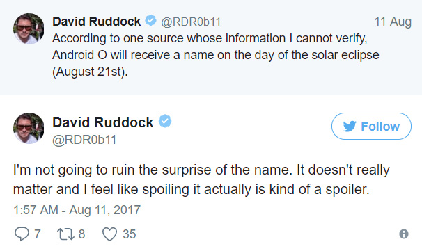  “Tôi sẽ không làm mất đi sự ngạc nhiên và háo hức của mọi người đối với cái tên mới. Chuyện đó không cần thiết, với nói toẹt ra điều đó khác gì kể luôn kết thúc phim” – David Ruddock (@RDROb11), 10/8/2017 