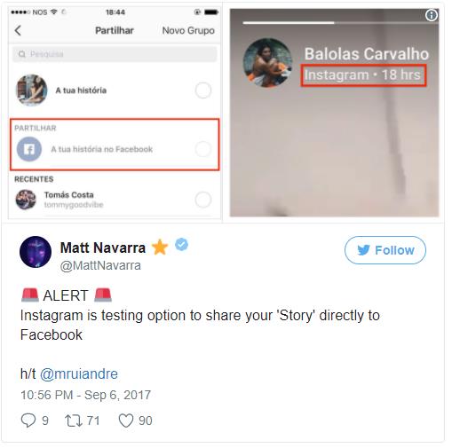  Facebook thử nghiệm tính năng chia sẻ story của bạn từ Instagram. 