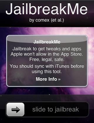  Một ảnh chụp màn hình của trang JailbreakMe.com tại thời điểm JailbreakMe 2.0 