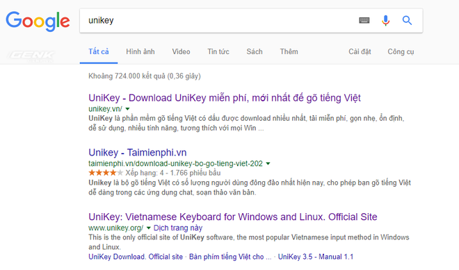  Website Unikey chính chủ chỉ xếp thứ 3 