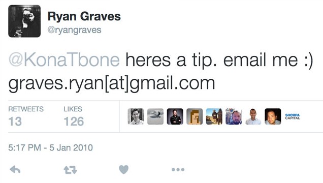  Và dòng tweet phản hồi lại của Ryan Graves 