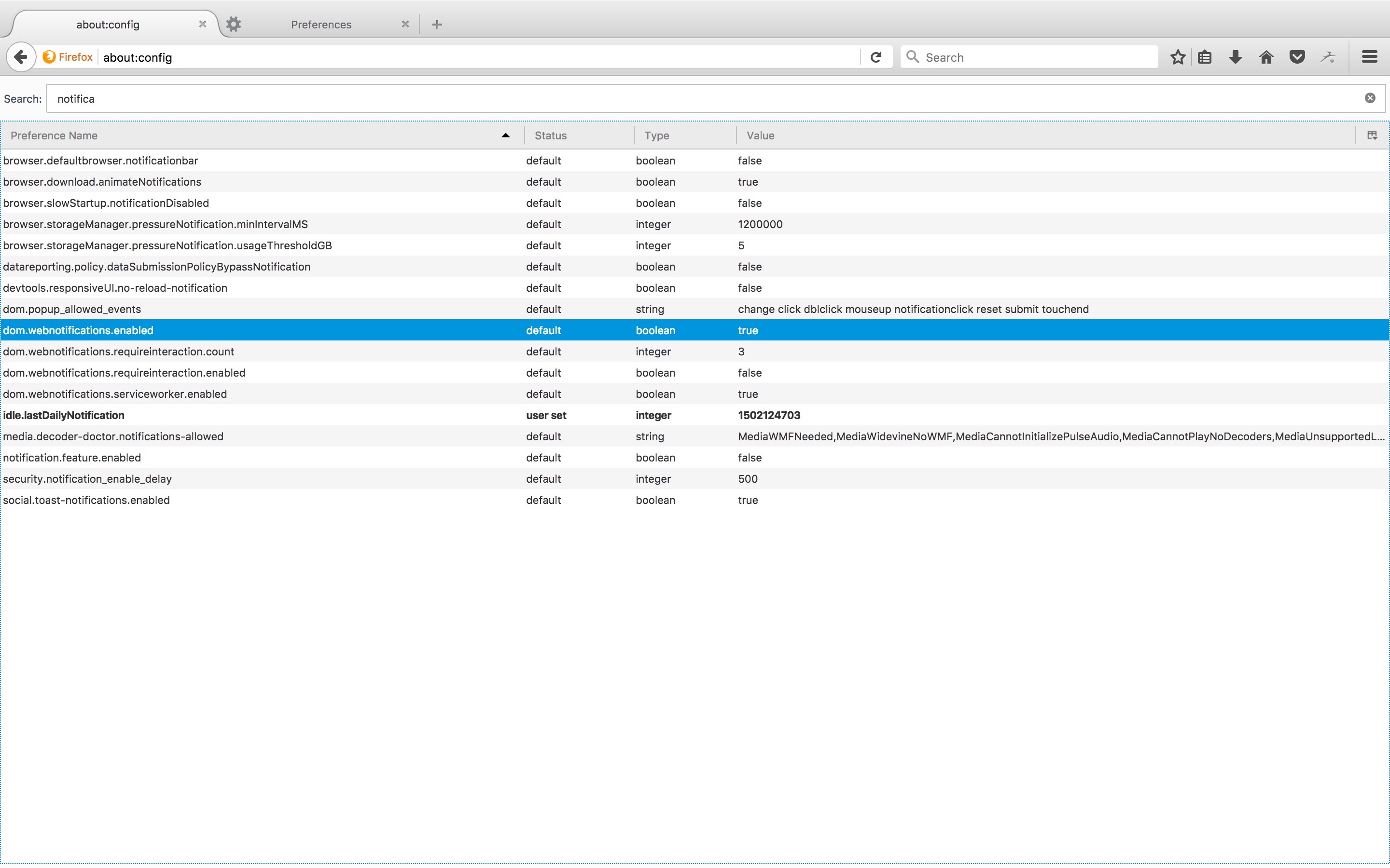  Nhấp k&eacute;p để chuyển gi&aacute; trỉ true th&agrave;nh false v&agrave; chặn th&ocirc;ng b&aacute;o. 