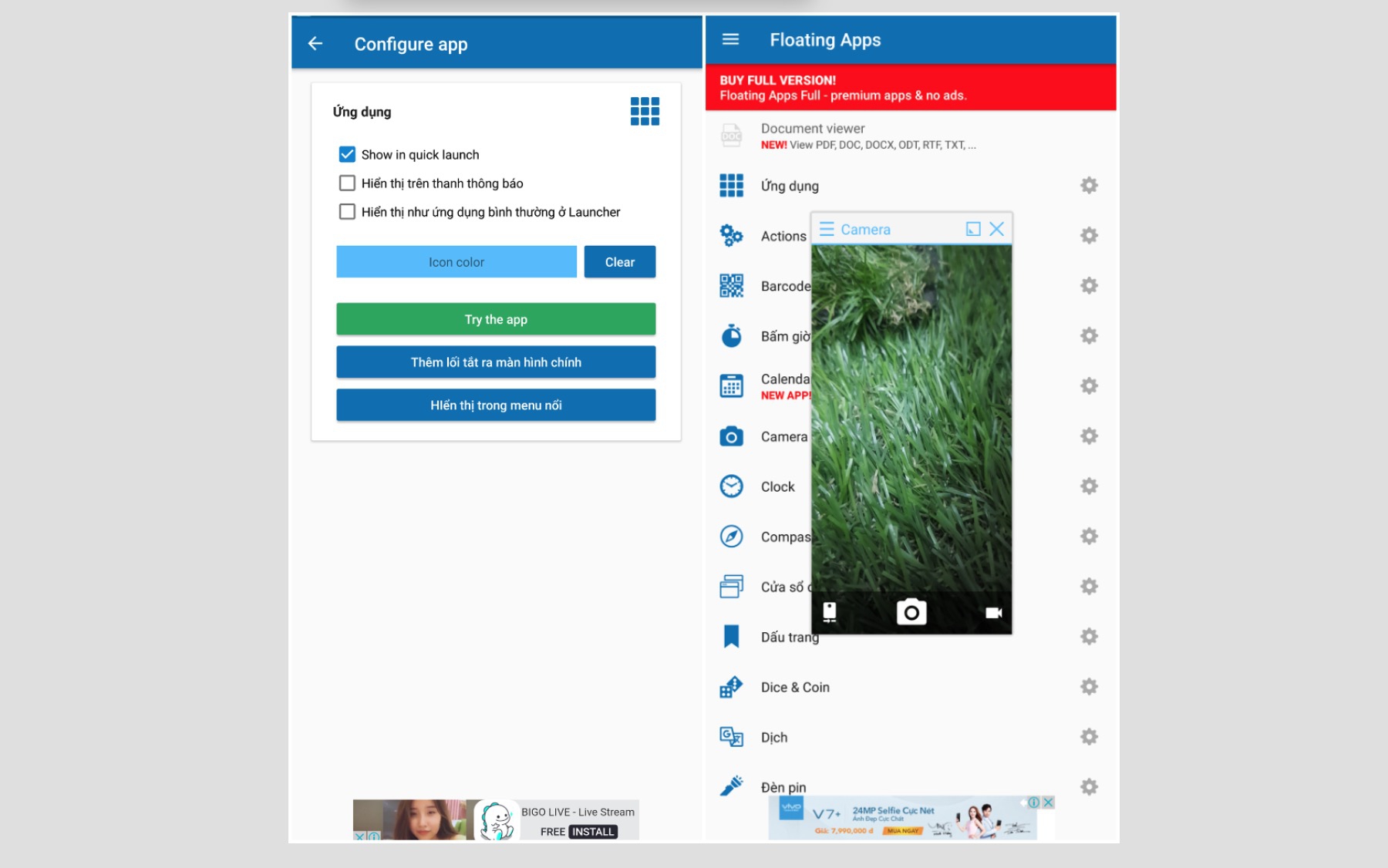  B&ecirc;n cạnh mỗi ứng dụng l&agrave; biểu tượng h&igrave;nh b&aacute;nh răng để c&agrave;i đặt cho ch&uacute;ng. Nhấn v&agrave;o t&ecirc;n ứng dụng sẽ trực tiếp mở ch&uacute;ng ra. Tr&ecirc;n mỗi ứng dụng sẽ l&agrave; thanh Menu, Thu nhỏ v&agrave; đ&oacute;ng lại. Bạn c&oacute; thể chỉnh k&iacute;ch thước cửa sổ bằng n&uacute;t ở dưới cạnh phải. 