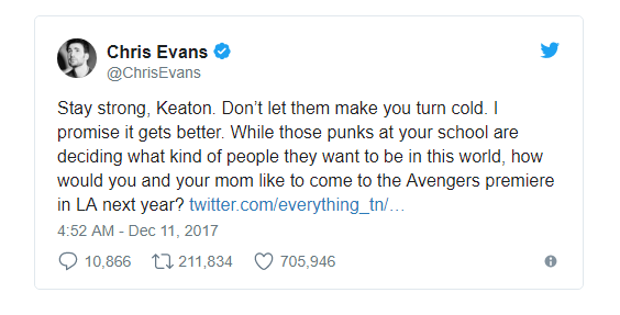 Captain America ngỏ lời mời cậu bé bị bắt nạt tới lễ công chiếu Avengers: Infinity War - Ảnh 2.