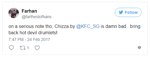  Lưu ý nghiêm túc này, cái món Chizza mới của KFC Sing ăn chả ra thể thống gì... hãy mang đùi tỏi gà siêu cay trở về! 