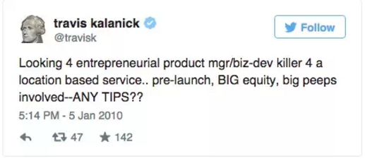  Dòng tweet tìm nhân sự của Travis Kalanick 