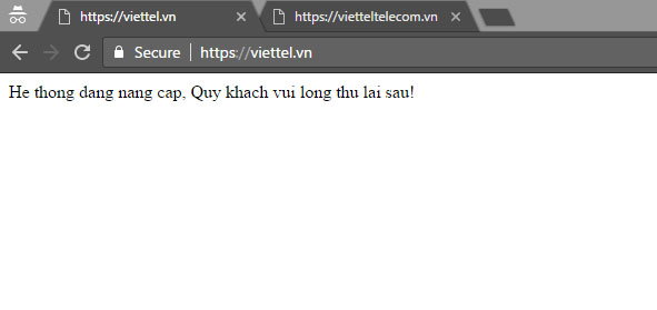  Website của Viettel vẫn chưa thể truy cập tính tới thời điểm bài viết 