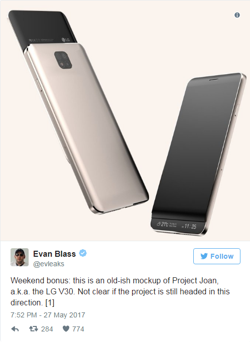 LG V30 trông giống như một smartphone trượt cổ điển vậy