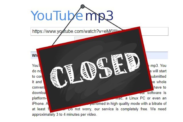 Trang YouTube-MP3 buộc phải ngừng hoạt động