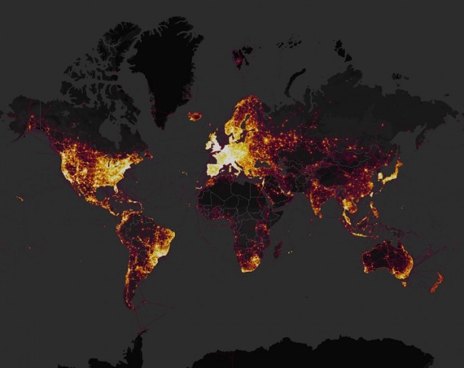  Bản đồ nhiệt toàn cầu của Strava. 
