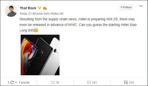 Xiaomi sẽ ra mắt Mi Mix 2S trước thềm sự kiện MWC 2018? - Ảnh 1.
