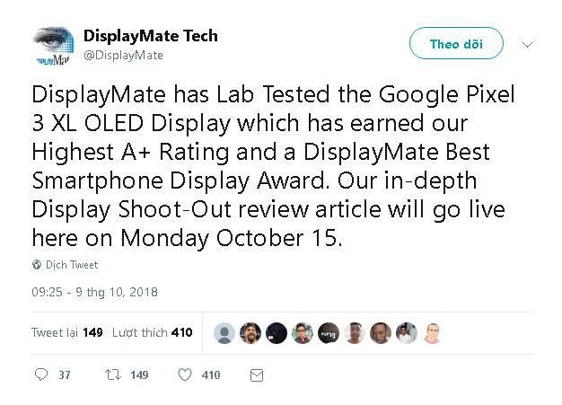 DisplayMate đánh giá màn hình của Google Pixel 3 XL có chất lượng A cao nhất, đánh bại cả Galaxy Note9 và iPhone Xs Max - Ảnh 2.