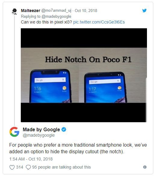 Google cho phép giấu tai thỏ trên Pixel 3 XL, nhưng nếu bật thì trán sẽ cao như Bphone 3 - Ảnh 1.