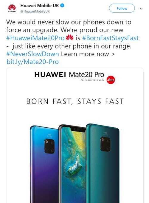 Huawei troll Apple và Samsung thua kém về tốc độ: “Huawei Mate 20 Pro sinh ra đã nhanh và sẽ luôn nhanh như thế” - Ảnh 2.