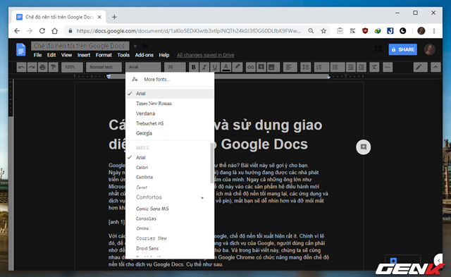 Kích hoạt giao diện nền tối màu cho Google Docs, không còn mỏi mắt khi gõ văn bản đêm - Ảnh 8.