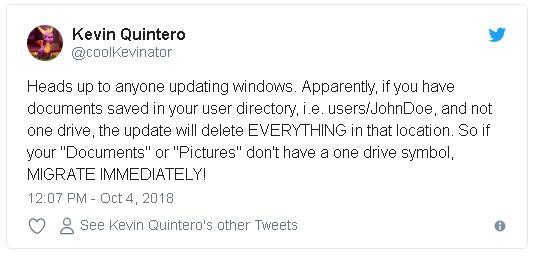 Người dùng tức giận vì bản cập nhật Windows 10 October tự động xóa file trong máy tính - Ảnh 1.