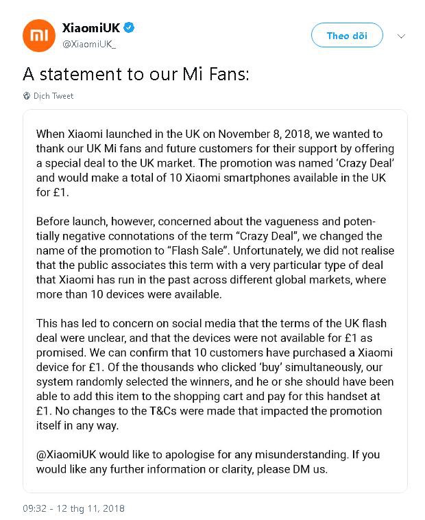 Xiaomi chính thức xin lỗi vì màn ra mắt thảm họa tại Anh, giải thích rằng mọi việc chỉ là hiểu lầm - Ảnh 2.