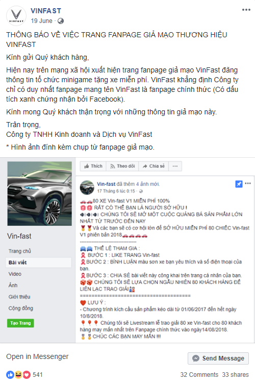 Sắp hết năm 2018 nhưng hàng nghìn dân mạng Việt vẫn bị lừa share fanpage để nhận xe Vinfast miễn phí - Ảnh 4.
