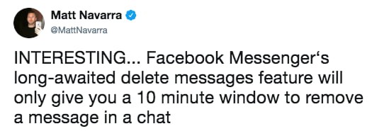 Cứ thoải mái tỏ tình với crush đi, Facebook Messenger sắp cho rút lại tin nhắn đã gửi trong vòng 10 phút - Ảnh 1.