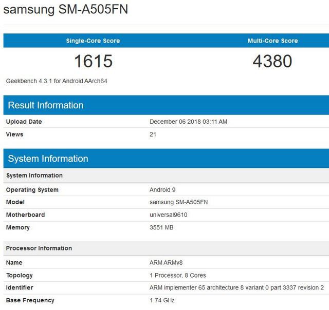 Lộ diện thiết bị mới của Samsung có thể là Galaxy A50, dùng chip Exynos 9610, RAM 4GB, cài sẵn Android 9 Pie - Ảnh 2.