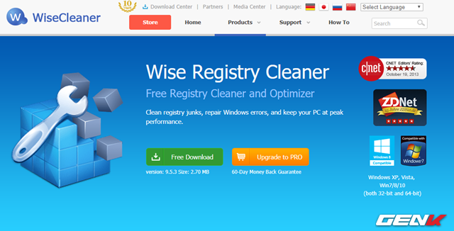  Truy cập vào địa chỉ này hoặc đây và lựa chọn phiên bản Wise Registry Cleaner mà bạn cần. 