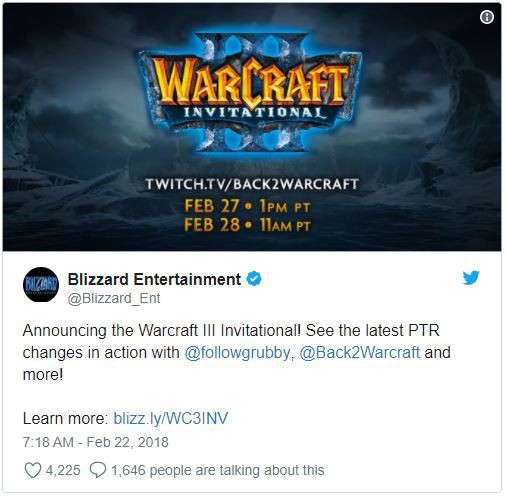
Blizzard Entertainment chính thức xác nhận giải đấu Warcraft III mới trên Twitter.
