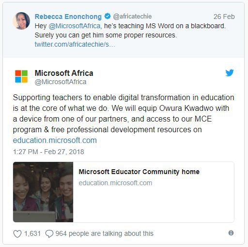 Đăng ảnh dạy MS Word bằng cách vẽ hình, thầy giáo châu Phi nổi tiếng trên Internet, được Microsoft tặng máy tính - Ảnh 2.