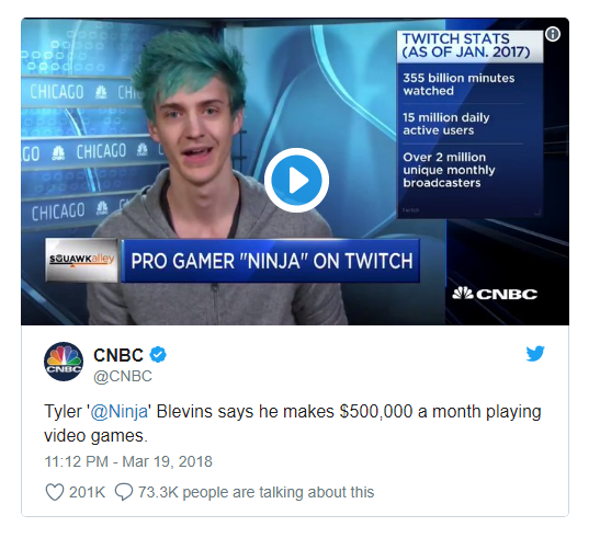 Tyler Ninja Blevins có thể kiếm được nửa triệu USD/tháng nhờ streaming - Ảnh 1.